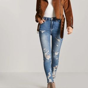 High Waisted Distressed Skinny Jeans